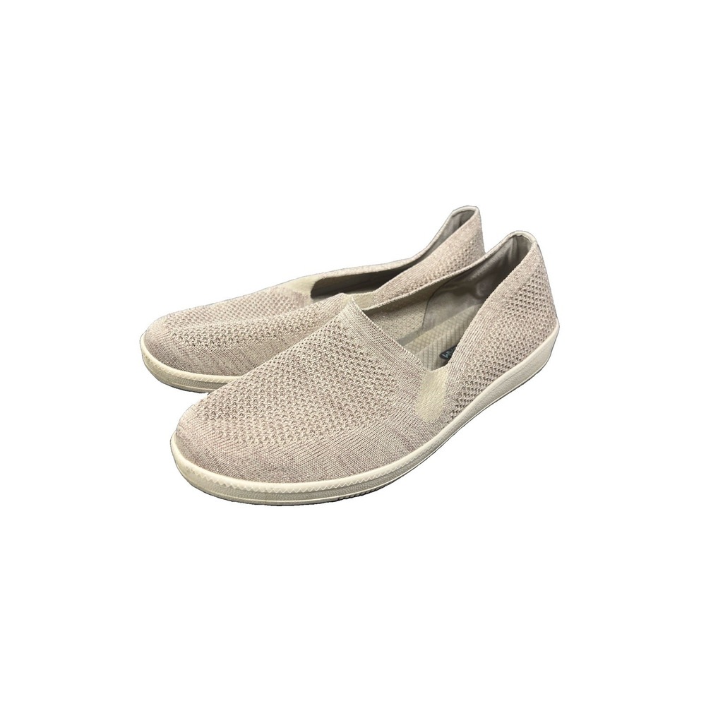 Skechers Slip On Shoes Womens 10 Air Cooled Memory Foam Sparkle Beige Flat Boho